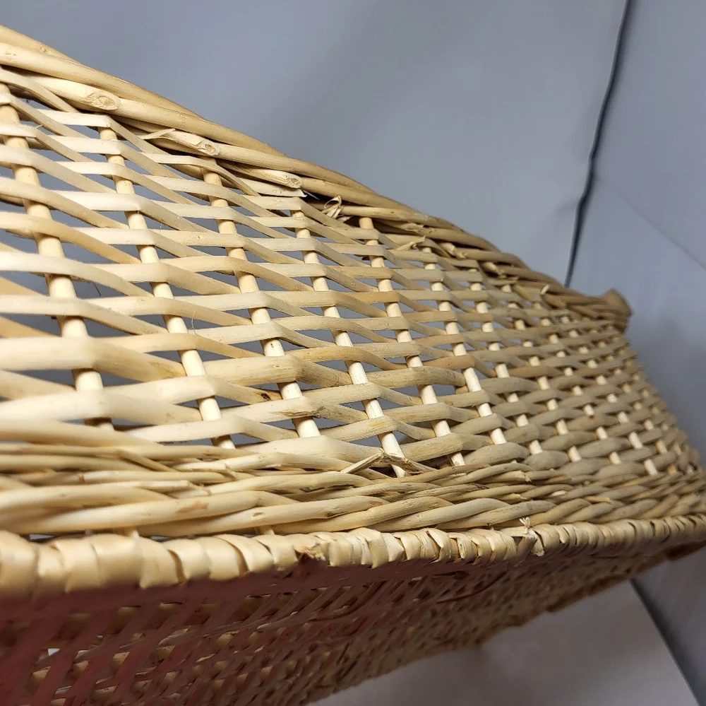Long Wicker Basket‎ Rectangle Light Beige Cream Color Entertaining Gift Giving